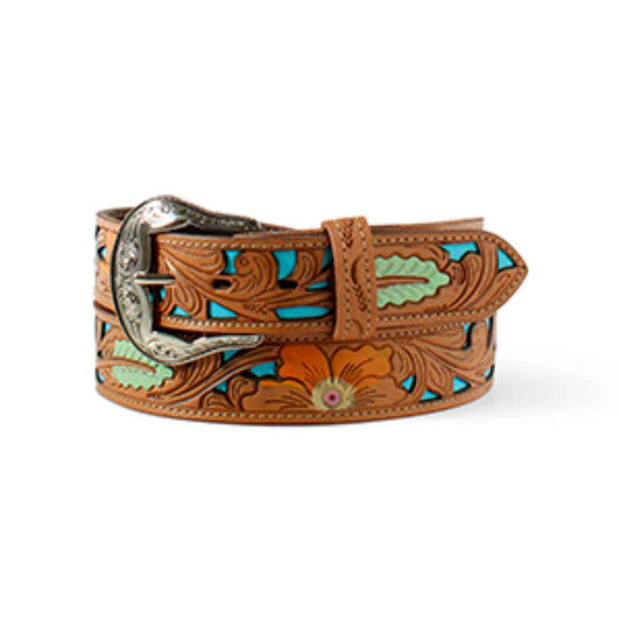 M & F Western Women's 1 1/2in. Tan Floral Hand Painted Belt