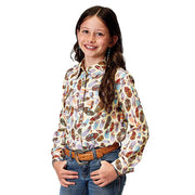 Roper Apparel Girl's Feather Print Shirt