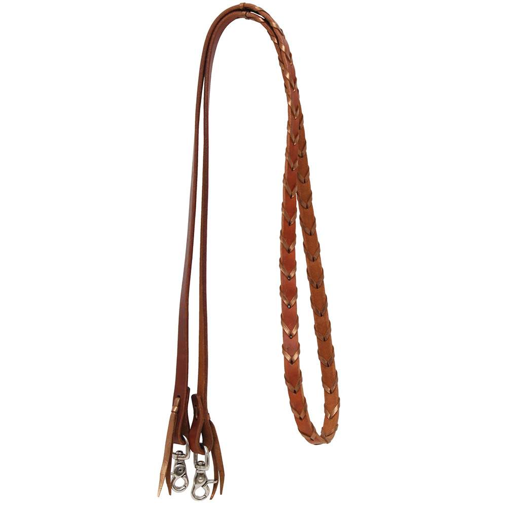T5499 - Double Laced Matellic Blue & Sliver Aust Made Laced Barrel Reins main image 0