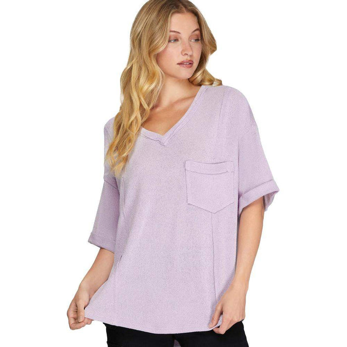 She & Sky Women's Lilac Drop Shoulder Sweater