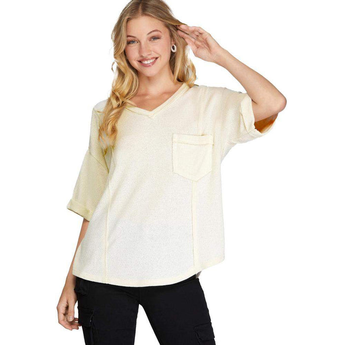 She & Sky Women's White Drop Shoulder Sweater