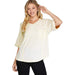 She & Sky Women's White Drop Shoulder Sweater