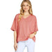 She & Sky Women's Pink Raw Edge Top