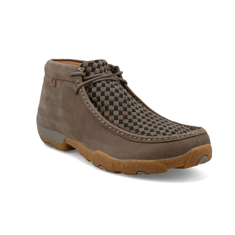 Men`s Taupe Grey and Black Basket Weave Chukka