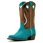 Kids Futurity Ft. Worth Teal Suede Western Boot