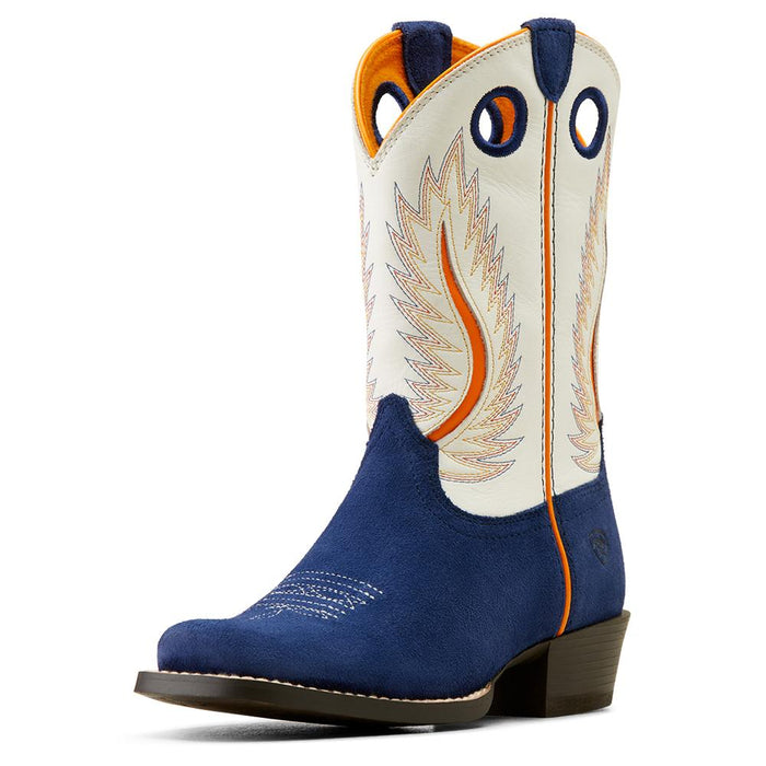 Kids Futurity Ft. Worth Patriot Blue Suede Western Boot