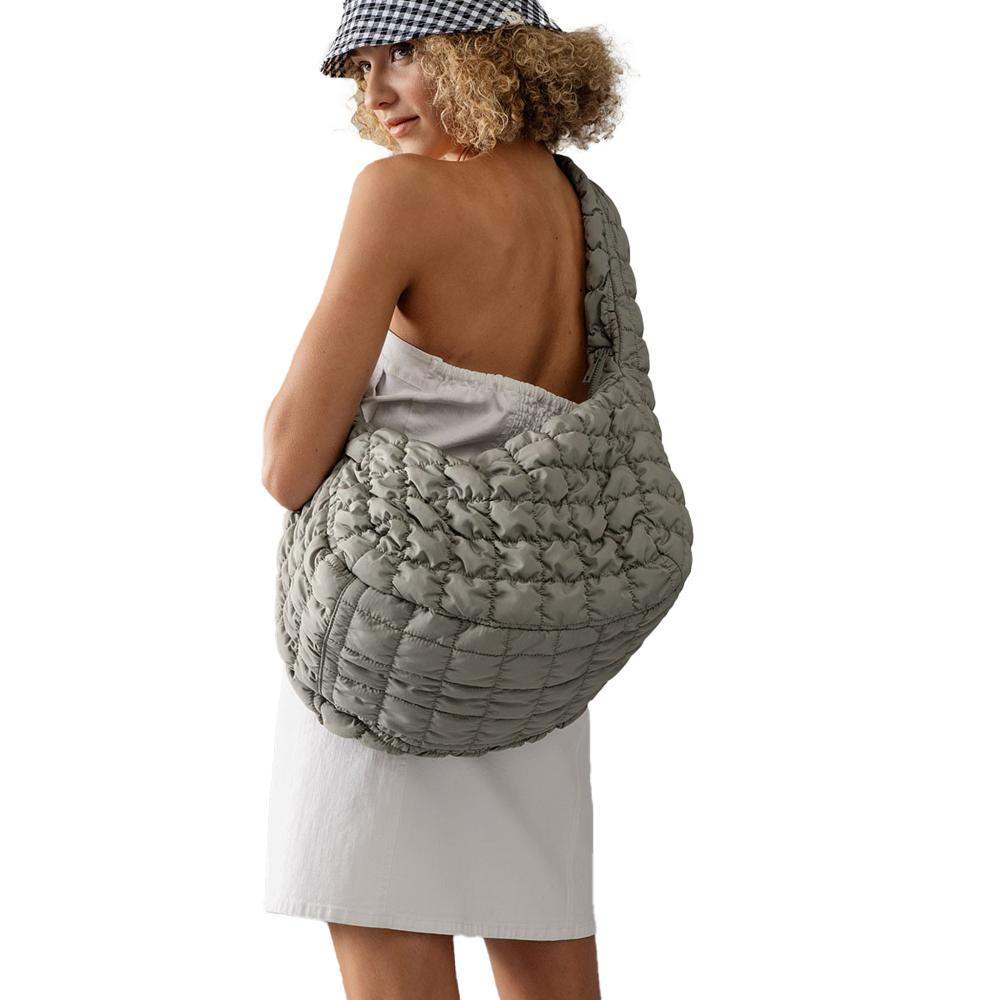 Trend:Notes Grey Kate Puff Quilted Shoulder Bag
