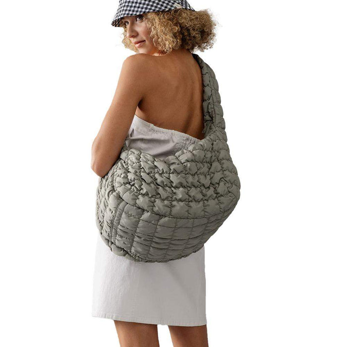 Trend:Notes Grey Kate Puff Quilted Shoulder Bag