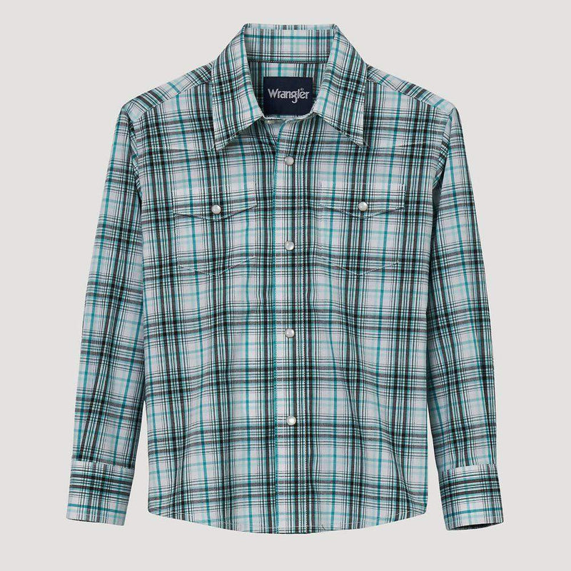 Wrangler Boy's Plaid Wrinkle Resist Snap Shirt