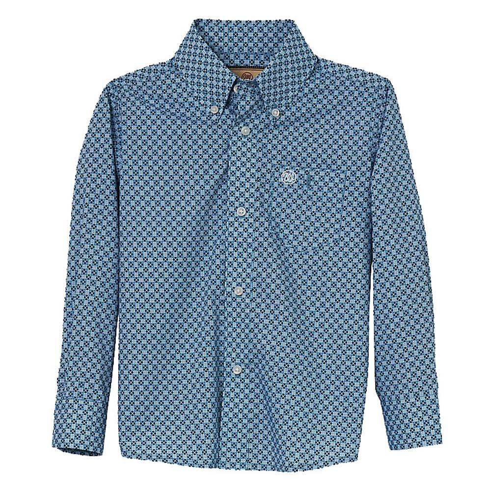 MEN'S WRANGLER® LOGO LONG SLEEVE BUTTON-DOWN PRINT SHIRT IN PALE BLUE