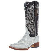 Women`s Hand Tool Jungle White & Silver 13 In Black Top Cowgirl Boot