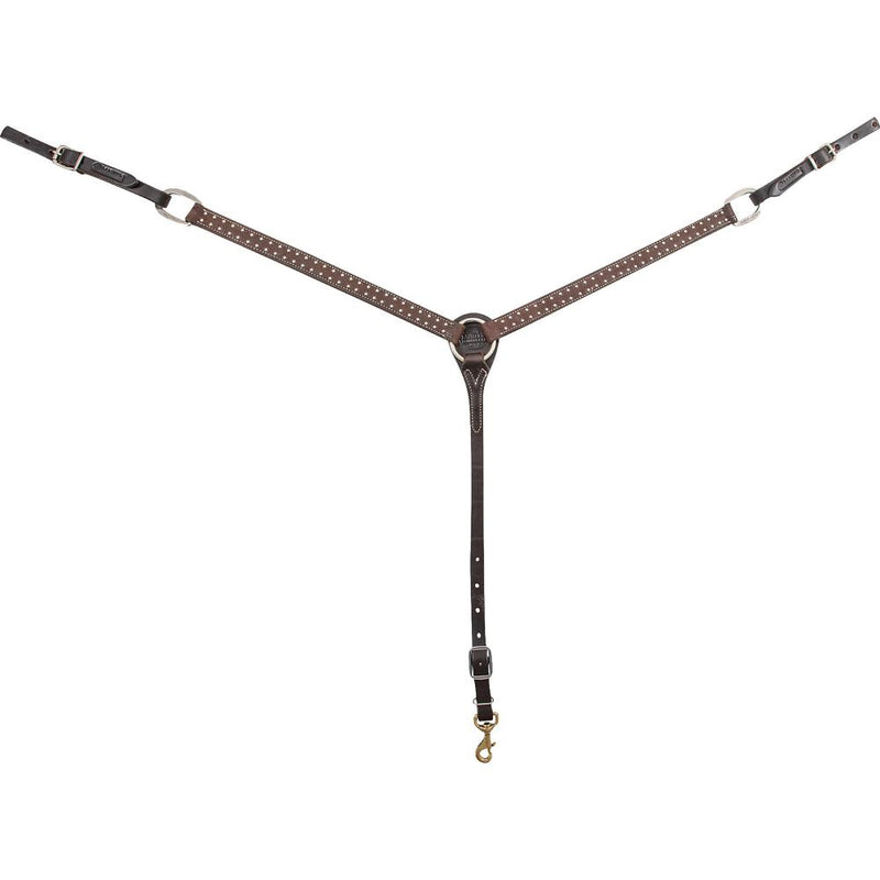 Chocolate Roughout Leather 1 Inch Breast Collar with Dot Border