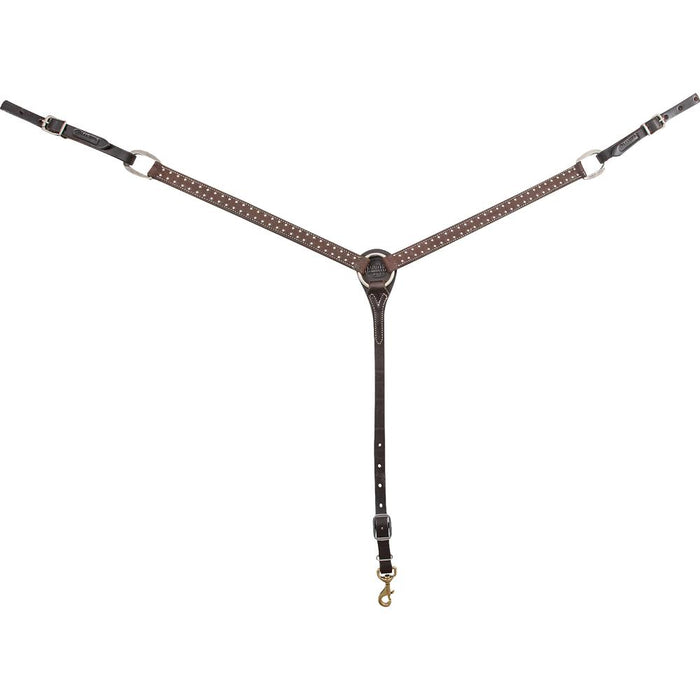 Chocolate Roughout Leather 1 Inch Breast Collar with Dot Border