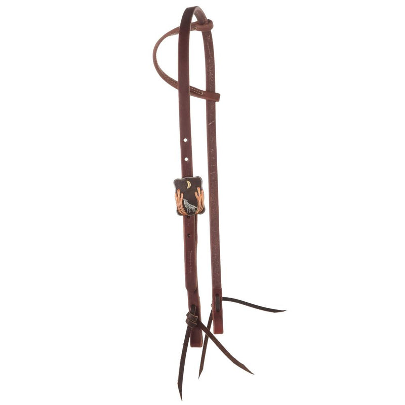 Heavy Oiled 5/8 Inch Coyote Desert Moon Single Ear Headstall