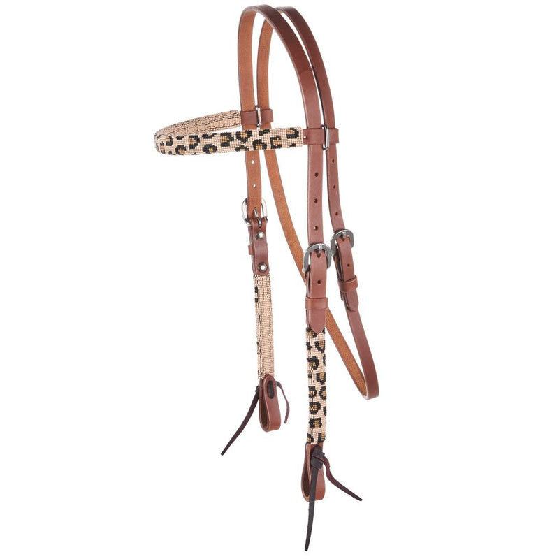 Beaded Leopard Browband Headstall
