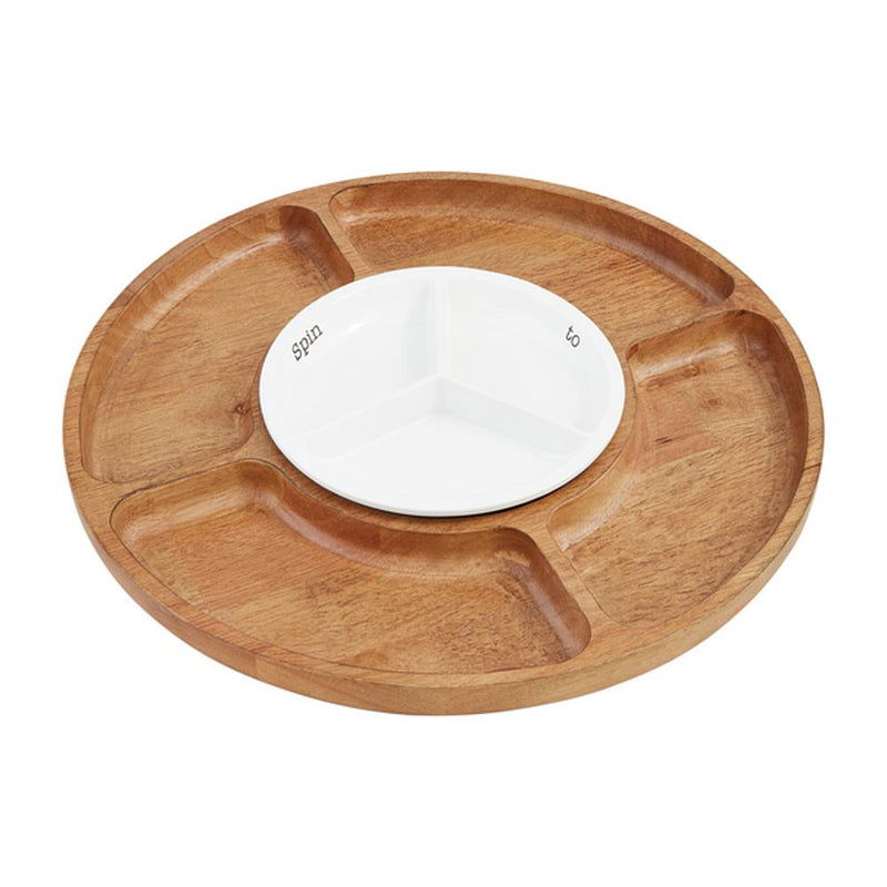 Wood and Ceramic Lazy Susan