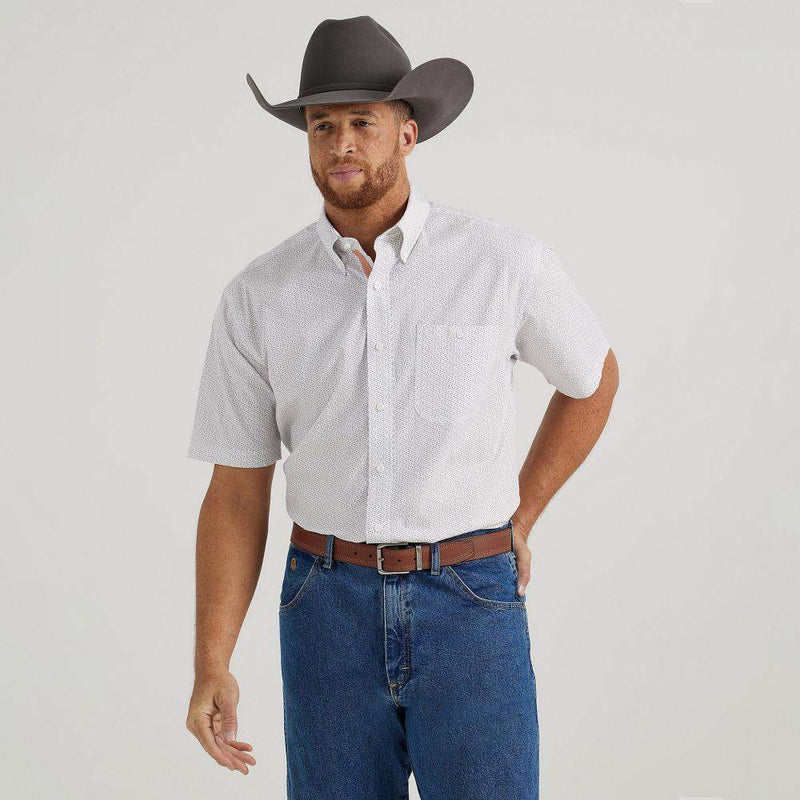 Mens George Strait White Print Shirt
