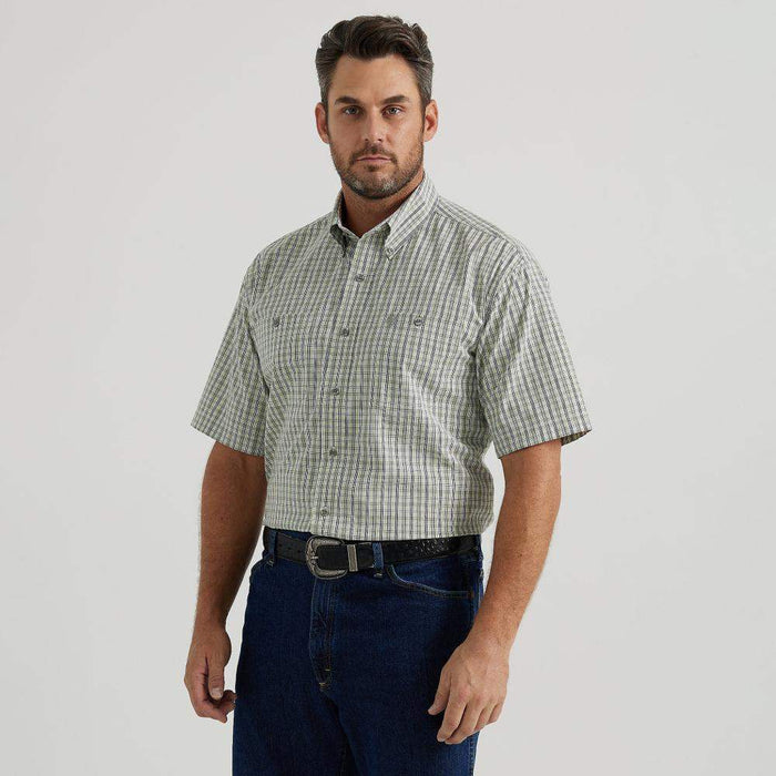 Mens George Strait Green Plaid Long Sleeve Shirt