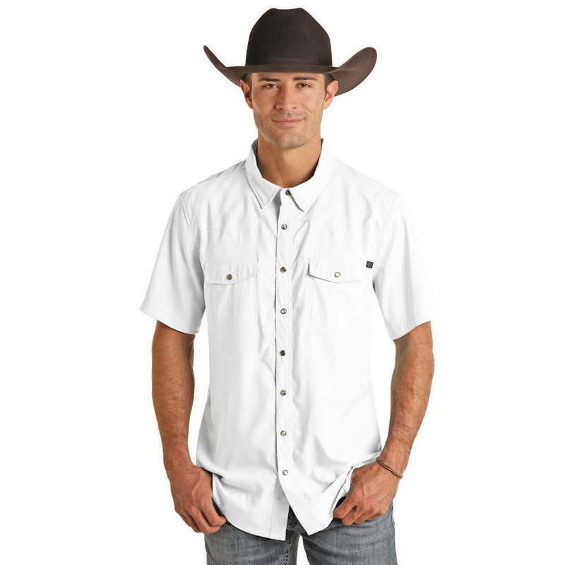 N Mens White Short Sleeve Ripstop Shirt