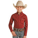 Panhandle Boys Scarlet Long Sleeve Solid Stretch Button Down