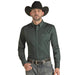 Panhandle Mens Evergreen Long Sleeve Solid Stretch Shirt