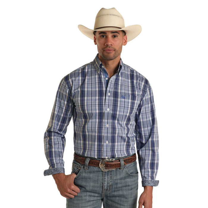 Mens Blue Plaid Shirt