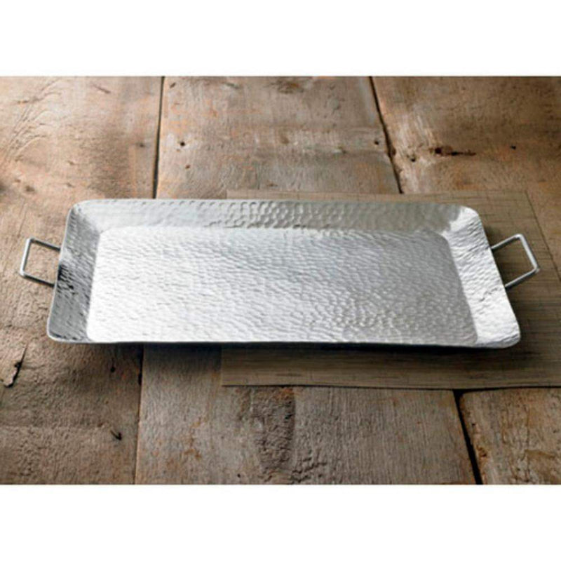 India Handicrafts Silver Hammered Tray