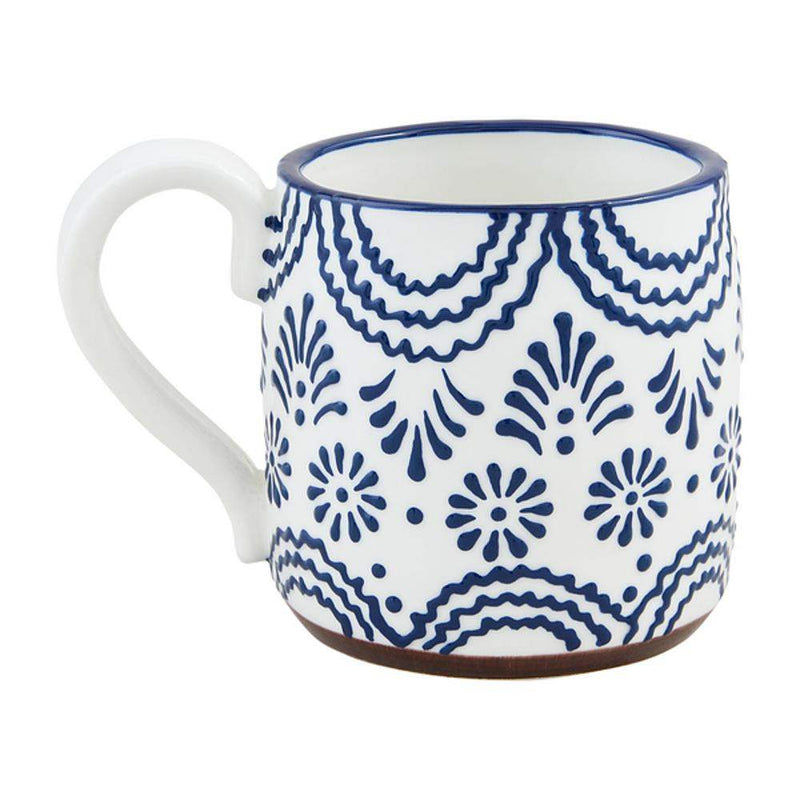 Mud Pie Wavy Line Blue Floral Mug