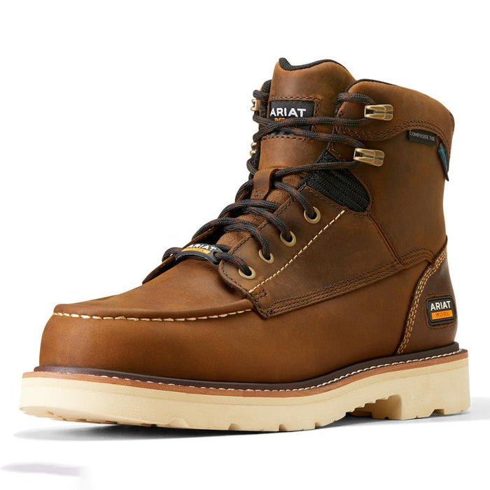 Men`s Rebar Lift 6In Waterproof Distressed Brown CT Work Boot
