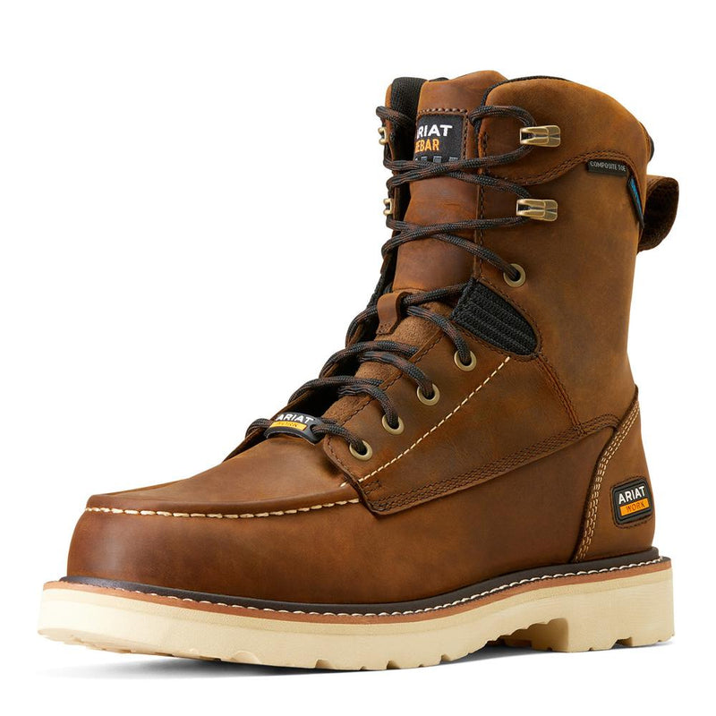 Mens Rebar Lift 8in Waterproof Distressed Brown CT Work Boot
