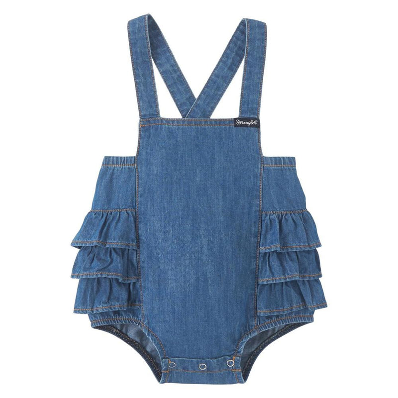 Baby Girls Chambray Ruffle Onesie