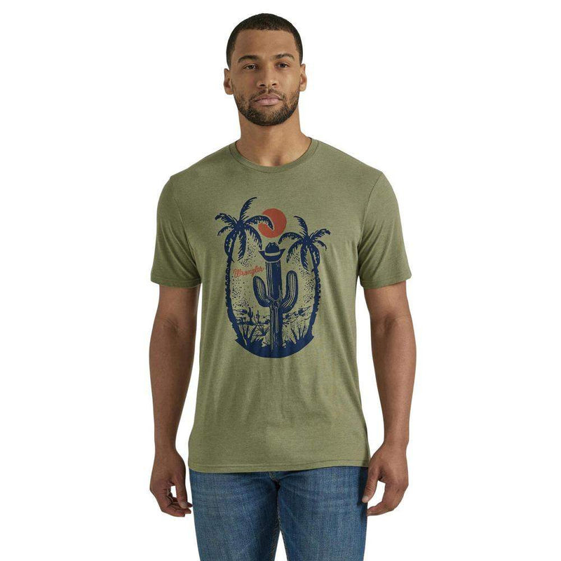 Wrangler Men's Lichen Green Cactus Logo Tee