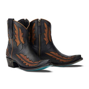 Women`s Walk The Line Jet Black and Burnt Caramel Bootie