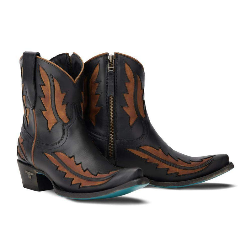 Women`s Walk The Line Jet Black and Burnt Caramel Bootie