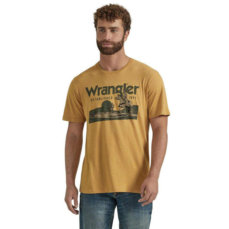 Wrangler Men's Pale Gold Logo Tee