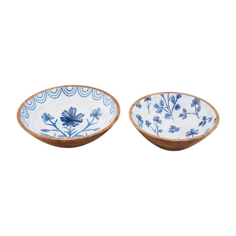 Mud Pie Blue Floral Enamel Bowl Set