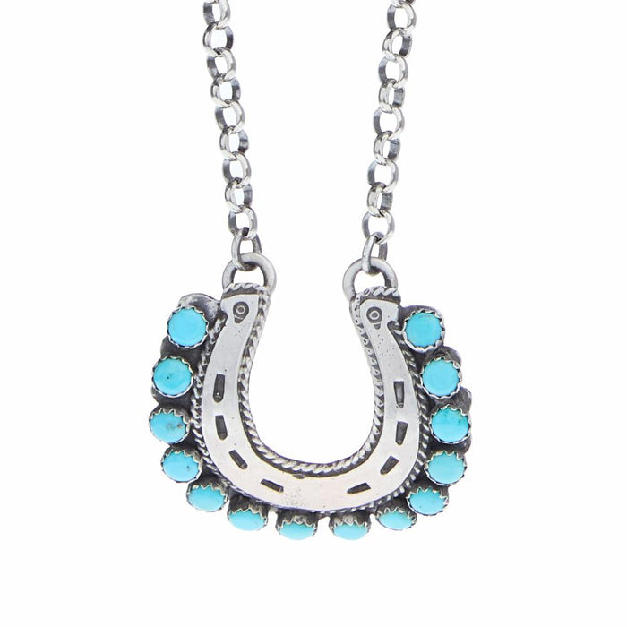 Sterling Silver & Turquoise Horseshoe Necklace