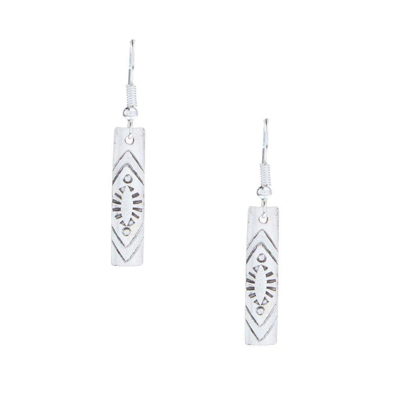 NRS Stamped Sterling Silver Dangle Earrings
