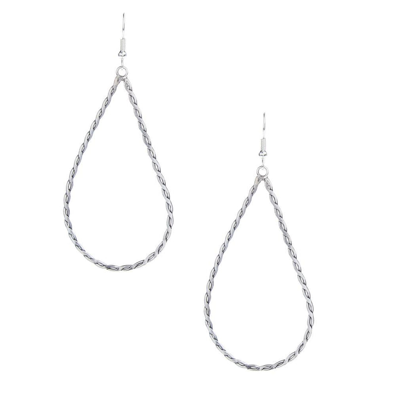 Sterling Silver Twisted Rope Teardrop Earrings