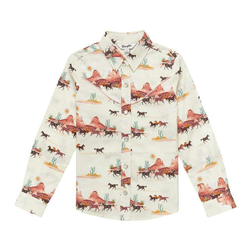 Girl's Desert Scene Western Snap Shirt
