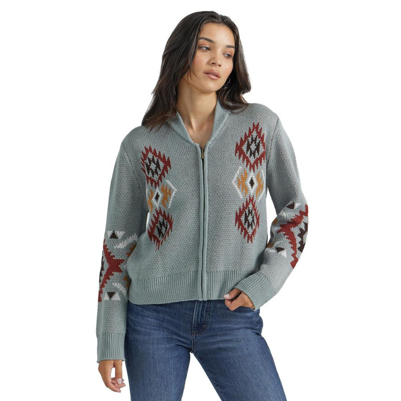 Women's Retro Green Punchy Cardigan