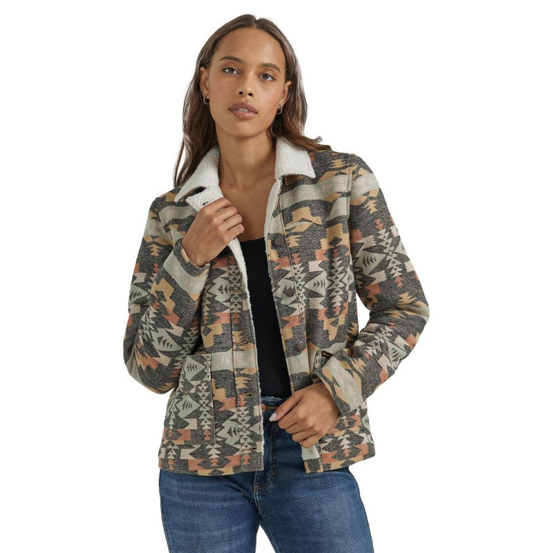 Women's Black Aztec Fitted Coat