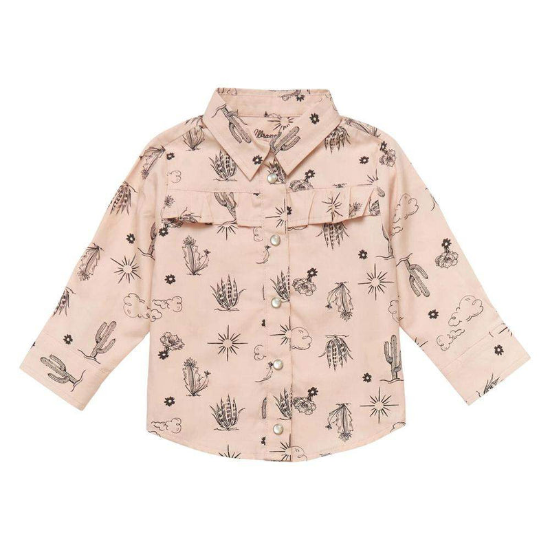 Baby Girl Pink Ruffled Cactus Snap Shirt
