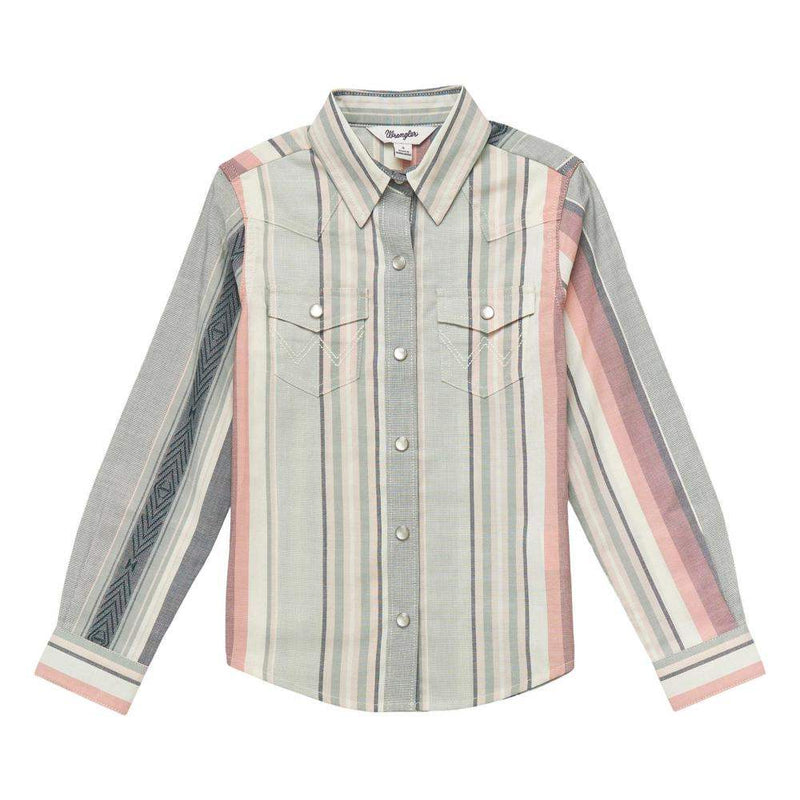 Girl's Turquoise Stripe Western Snap Shirt
