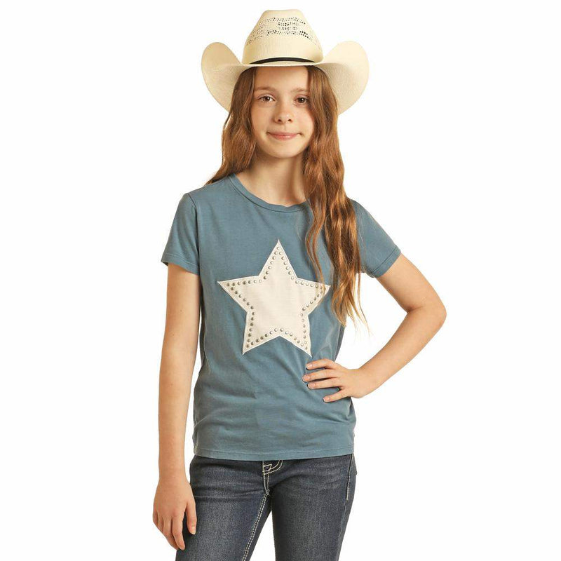 Rock & Roll Denim Girl's Blue Applique Star Tee