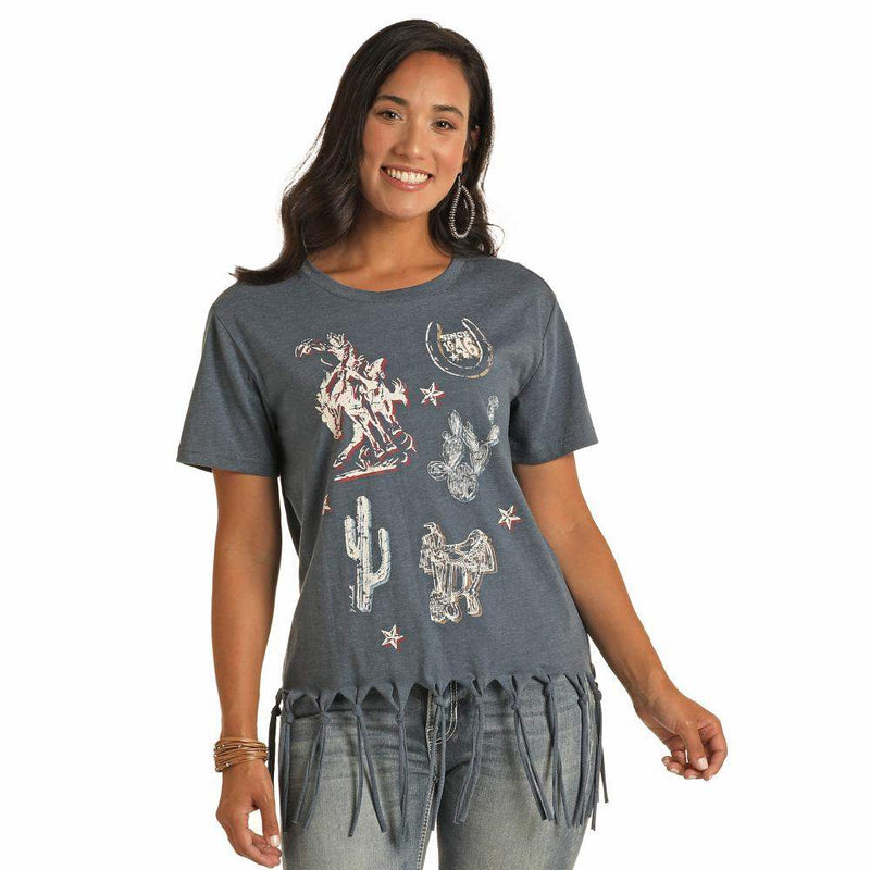 Panhandle Women's Navy Graphic Fringe Tee