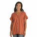 Women's Rose Ruched Panel Button Blouse