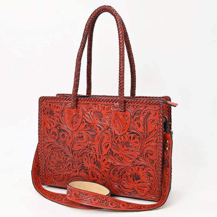 American Darling Red Tooled Leather Tote