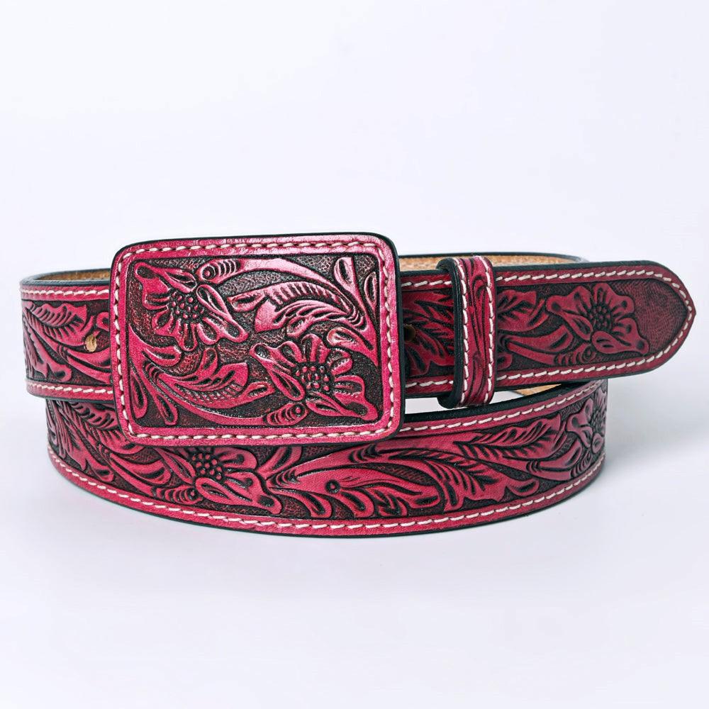 American Darling Pink Tooled Leather Belt
