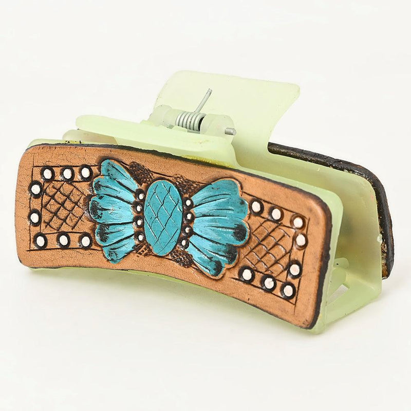 Tooled Leather Hair Clip